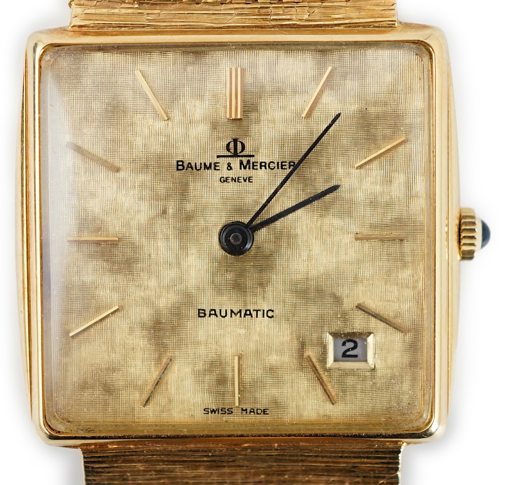 A gentleman's 1980's 18ct gold Baume & Mercier Baumatic dress wrist watch